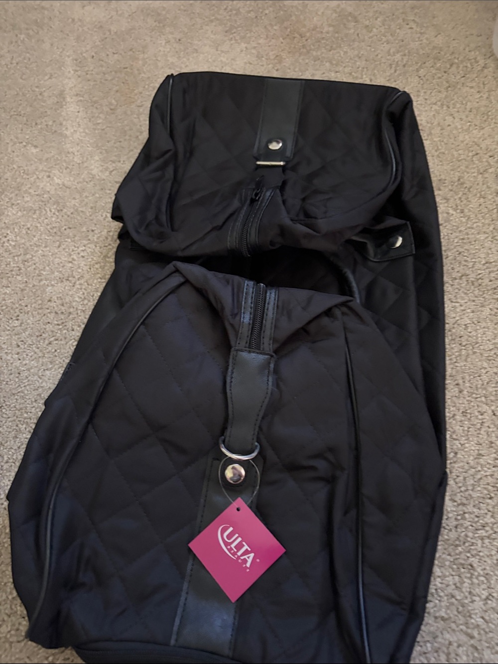 Ulta Beauty Black Quilted Roller Travel Bag